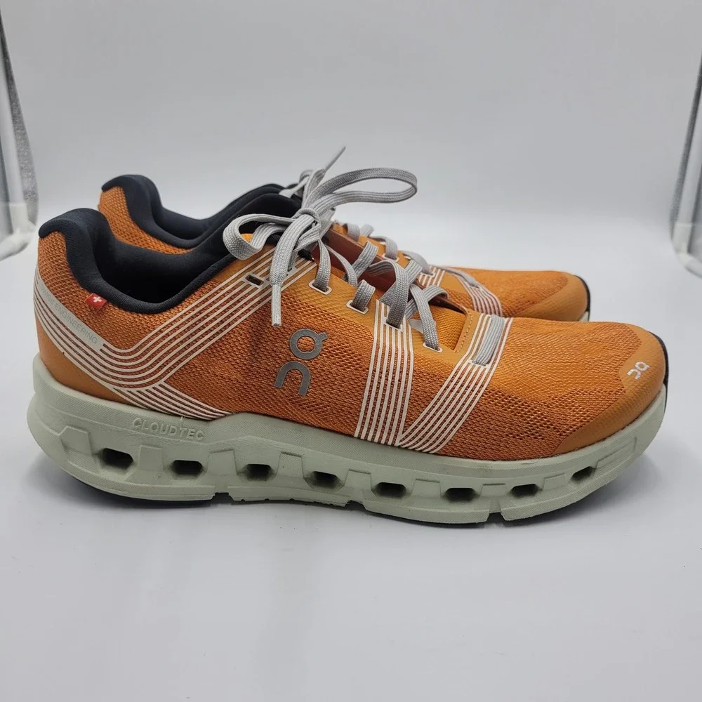 On Cloud Cloudgo Mens Running Shoes Orange Grey CloudTec Sneakers Size 8 Active
